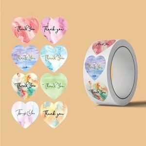 500 Heart Shaped Thank You Stickers